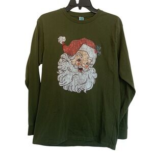 Lane Seven Christmas Long sleeve T Shirt Cotton Tee Adult M Santa‎ Green